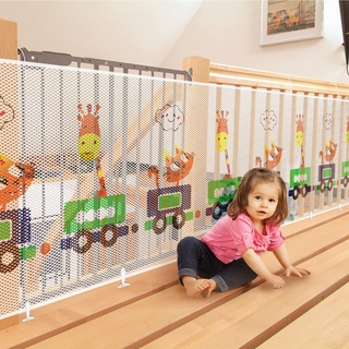 Yiomxhi Sicherheitsnetz Kinder, Treppen Schutznetz 3 Meters, Verdicken Niedlich Tierzug Baby Balkonnetz und Treppen Schutznetz, Sicherheitsnetz Treppe für Kinder, Baby (300 Lx74 H cm)