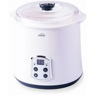 Lacor 69243 Supersillenciosa Maxi Joghurthersteller, Ideal für die Herstellung von Kefir, griechischem Joghurt und Frischkäse, Mit Timer 48 Stunden, LED-Bildschirm, 2L, 20 x 23 cm, Weiß