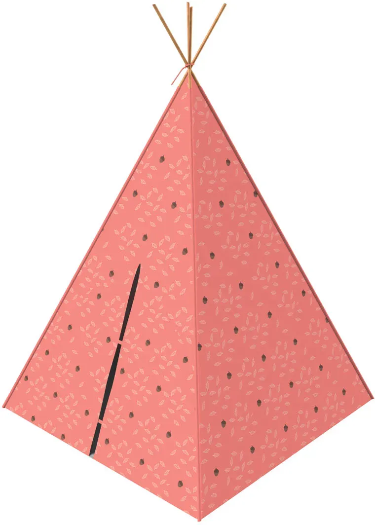 PLAYTIVE Holz Tipi Spielzelt Waldtiere (Rot)