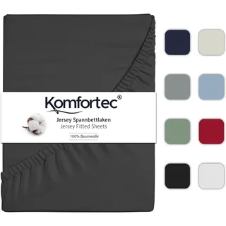 Komfortec Spannbettlaken Jersey 140 x 200 cm anthrazit