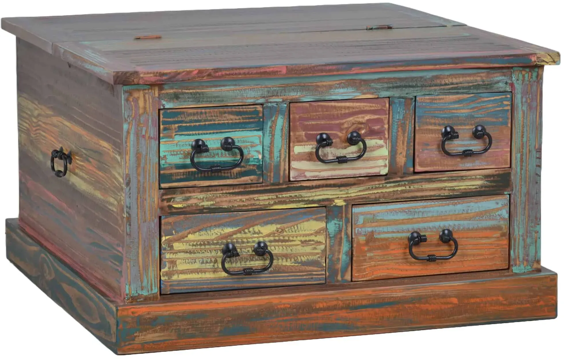 Couchtisch / Truhe Cancun Massivholz Pinie Shabby Chic Mexiko Möbel Mexikanisch