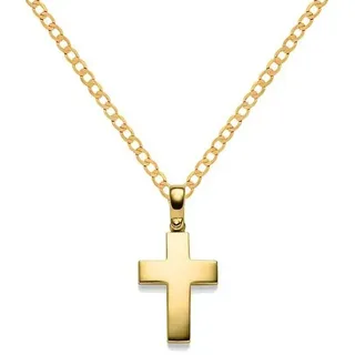 HOPLO Kreuzanhänger Anhänger Kreuz 585 Gold mit Kette 2,6 mm 585 Gold, Made in Germany