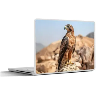 MuchoWow Laptop-Aufkleber Falke - Vogel - Fels - Macht, (1tlg), Laptop Folien Cover, Aufkleber, Sticker, Schutz vor Kratzern, 25x18 cm Ø 30.81 cm x 25 cm x 18 cm