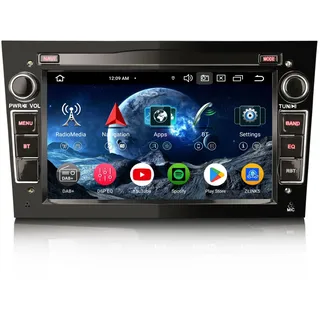 Erisin 7 Zoll 8-Kern 4GB+64GB Android 14 Autoradio Bluetooth GPS Navigation für Opel Corsa D Corsa C Astra H Vectra Antara Zafira Meriva Vivaro Combo CarPlay Android Auto WiFi DSP DAB+ OBD2 USB DTV