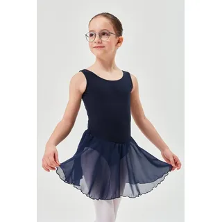 tanzmuster Chiffonkleid Ballett Trikot Minnie mit Chiffon Röckchen Ballettkleid für Mädchen aus wunderbar weichem Baumwollmaterial blau 128/134