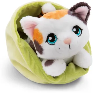 NICI Kuscheltier Katze gefleckt im Körbchen - Flauschiges Stofftier, Plüschtier zum Kuscheln, Spielen und Liebhaben - 61332