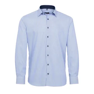 Eterna Langarmhemd 8992, Eterna Langarm Hemd Modern Fit Streifen Twill blau 42