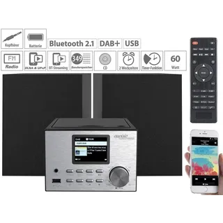 Auvisio Micro-Stereoanlage mit Webradio, DAB+, FM, CD, Bluetooth, USB, 60 Watt