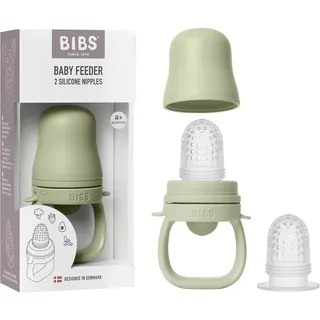 BIBS Fruchtsauger Baby ab 4 und 6 Monate - Ideal für Beikost wie Obst, Püree, Baby Brei, Gemüse - Inklusive 2 Sauger - Kompatibel mit BIBS Gefrierbehälter - BPA-Frei – Hilfe beim Zahnen - Sage