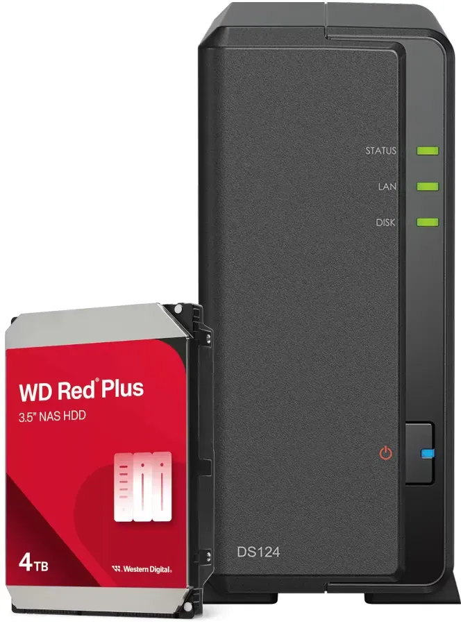 Synology DS124 4TB WD Red Plus NAS-Bundle NAS inkl. 1x 4TB WD Red Plus 3.5 Zoll SATA Festplatte