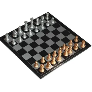 XLKJ Schachspiel Magnetisch, Magnetisches Schach Faltbares, 25CM x 25CM Tragbares Reise Schachspiel Chess Set Schachspiel Magnetischem für Kinder und Erwachsene Gold + Silber