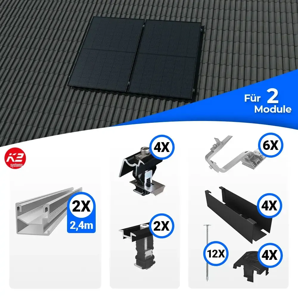 K2 Systems Schrägdach Montageset für 2 Solarmodule - 19% MwSt.