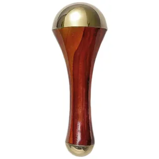 Kansa Wand Massagegerät für Gesicht und Fuß, 3 Metalle, Holzgriff, Entgiftung und Tiefenentspannung, stellt den Glanz der Haut wieder her, Massagestab für Körper und Füße aus Kupfer, Zink, Zinn