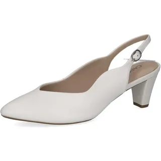 CAPRICE Damen Slingpumps aus Leder Spitz, Weiß (White Perlato), 37.5