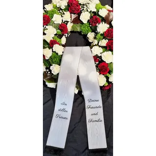 Trauerschleife Kranzschleife Bedruckt (125 mm, weiß) nach Kundenwunsch