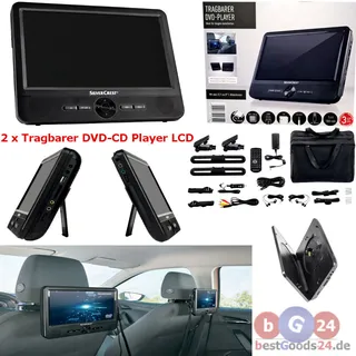 Tragbarer Portabler 2 x DVD-CD Player LCD 9 zoll Bildschirmen USB SD stecker NEU