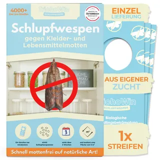 Trichowin NEU! Schlupfwespen gegen Lebensmittel- & Kleidermotten - Effektiver als Lebensmittelmotten Fallen - Alternativer Mottenschutz zu Mottenfalle & Mottenspray - hergestellt in at (1 STK.)