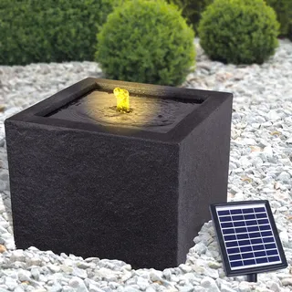 Solar Gartenbrunnen Brunnen Solarbrunnen Zierbrunnen Wasserfall Gartenleuchte Teichpumpe für Terrasse, Balkon, mit Pumpen-instant-Start-Funktion mit Liion-Akku & Led-Licht
