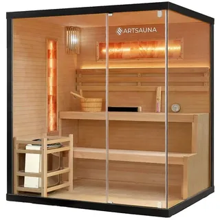 Artsauna Sauna Vantaa 175, BxTxH: 175 x 140 x 190 cm, 5 mm, 2 große Salzsteine, Ambientebeleuchtung, inkl. Ofen und Saunasteine schwarz 175 cm x 190 cm x 140 cm