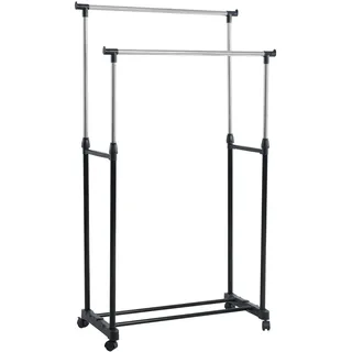 Estexo Garderobenständer 80x43x90-160 cm Silber/Schwarz