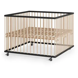 Sämann Laufgitter mit Lattenrost – schwarz/natur | Premium | Gr.: 100x100 cm,