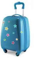 For Kids - Kindergepäck + reflektierende Aufkleber Sterne, Kinderkoffer, Hartschalenkoffer für Kinder, Handgepäck, 24 Liter, Cyanblau