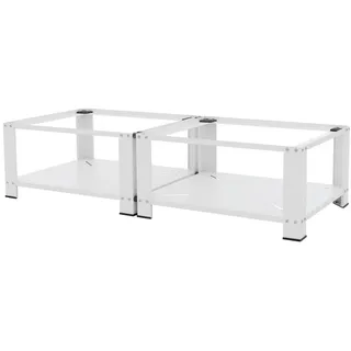 ML-Design Doppel Waschmaschinen Untergestell 2 Ablagen, Weiß 128x54 cm,