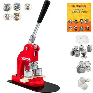 VEVOR Button Maker Maschine, 25 mm (1 Zoll) Badge Punch Press Kit, Kinder DIY Geschenke Pin Maker, Button Herstellung Zubehör mit 500 STK. Button Teile & Kreisschneider & Zauberbuch