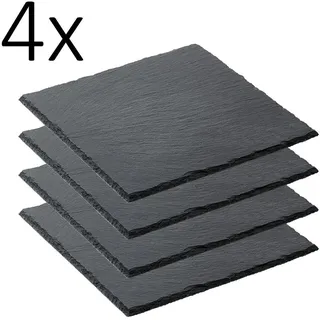 Gastro Spirit Servierplatte 4er Set Schieferplatte 25 x 25 x 0,5 cm, schwarz, (4-tlg) 25 cm x 25 cm