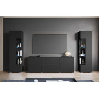 INOSIGN Wohnwand »KENIA« Komplett-Set, 3 Stk. tlg., schwarz