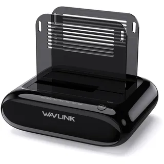 WAVLINK Externe Festplatten Docking Station mit Zwei Schächten 2x20TB Support, USB 3.0 zu SATA I/II/III für 2.5 oder 3.5in HDD, SSD mit Offline-Clone-Funktion, unterstützt UASP SATA 5Gbps
