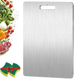 Katuchef Titan-Schneidebrett, Katuchef Titan-Schneidebretter für Küche, 100% reines Titan, leicht zu reinigen und aufzubewahren, für Küche, Fleisch, Obst und Gemüse (24,9 x 15 cm)