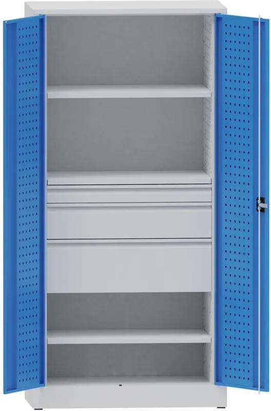 Werkstattschrank Metall, 1950x950x500 mm, 2 Fachböden, 3 Schubladen