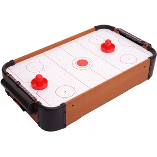 MCW Mini Air Hockey MCW-J10, Tischspiel Lufthockey inklusive Zubehör, Holz 56x30x10cm