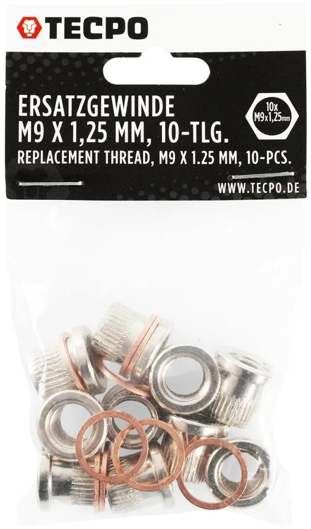 TECPO Ersatzgewinde M9x1.25 für Bremsgewinde-Reparatur-Satz
