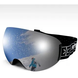 WIN.MAX Skibrille Unisex für Herren und Damen Rahmenlose Snowboardbrille mit Magnetische Wechselglas UV-Schutz Anti-Nebel Schneebrille Helmkompatible Ski Goggles zum Skifahren