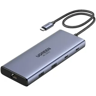 UGREEN 10-en-1 USB-C 2HDMI 4K60Hz 2USB-C3.2 USB-A3.2 USB-A3.0 RJ45 SD TF PD100W