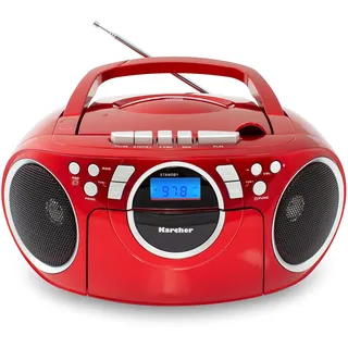 Karcher RR 5042 tragbares Radio mit CD-Player und Kassettenspieler Batterie-/Netzbetrieb, AUX-In) rot