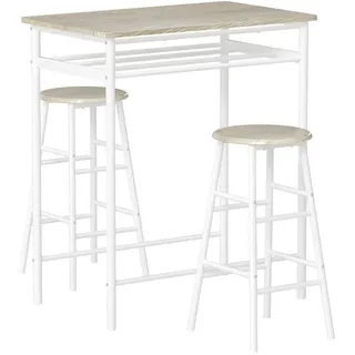 Homcom Bartisch Set 80 x 50 x 90 cm Schwarz/Weiß