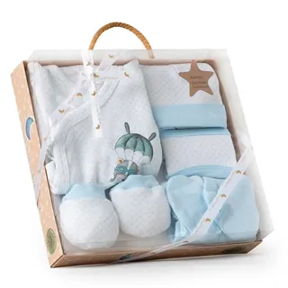 Baby Geschenkset 5 Stücke Für Neugeboren 0-6 Monate - Modell: "Paracaidista", blau