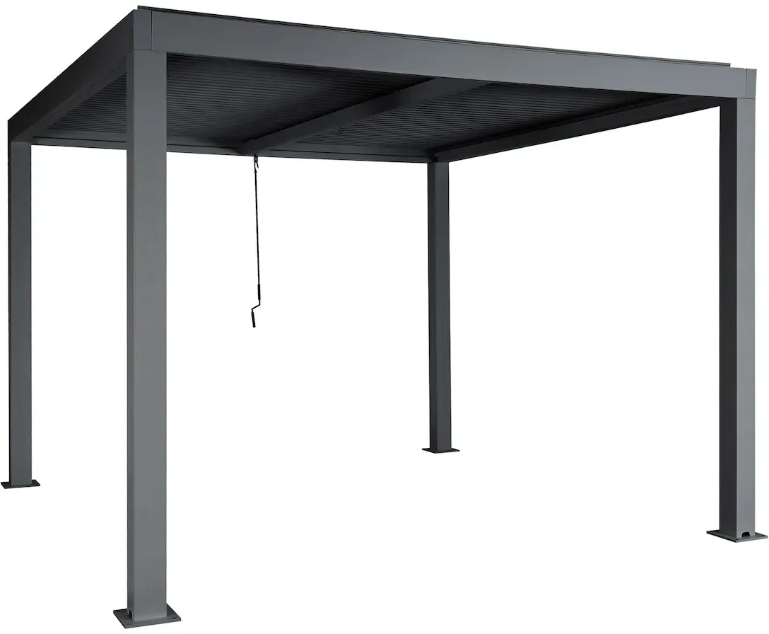 Proregal BERLINLODGE Pergola | HxBxT 220x300x300cm | Gartenpavillon Lamellen-Pavillon | Anthrazit | 11cm-Aluminium-Gestell | Regenrinne sturmfest
