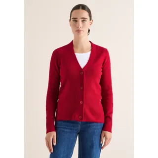 Cecil Cardigan CECIL, Damen, Gr. XXL (46), beaujolais rot, Web, 37% Baumwolle, 34% Polyacryl, 26% Polyester, 3% Elasthan, unifarben, normal normal, V-Ausschnitt, abgesteppt, Strickjacken, aus Feinstrick