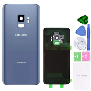 MovTEK Akkufachdeckel Akkudeckel Rückseite Glas für Original Samsung Galaxy S9 G960 Serie Blau Backcover Batterieabdeckung Reparatur-Set (Coral Blue)