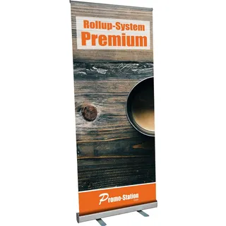 Roll Up Premium 100x200cm | Rollup Display ohne Banner, ohne Druck silber eloxiert | inkl. Tragetasche | einseitiges Rollup Banner Bannerdisplay Werbebanner Aufsteller für Werbung