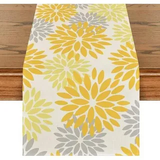 Tischläufer Dahlien Blumen Gelb Sommer Küche Dekor 40 x 140 cm Gelb