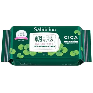 Saborino Mezama Sheet Facial Sheet Masks CC 22 CICA Dokudami - 28 sheets