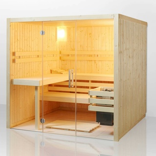 InfraWorld Sauna Panorama- Elementsauna mit Glasfront-210 x 180 cm-Ohne Ofen/Steuerung