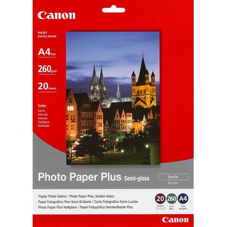 Canon Fotopapier SG-201 Plus Seidenglanz - DIN A4 20 Blatt Seidenmatt für Tintenstrahldrucker - PIXMA Drucker (260 g/qm) 1686B021
