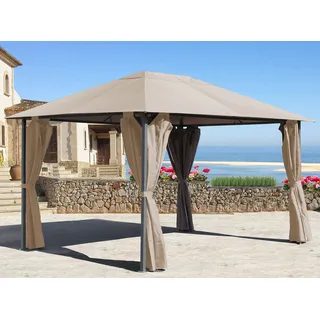 QUICK STAR Metall Garten Pavillon Nizza 3x4m Sand mit 4 Seitenteilen Partyzelt