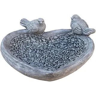 stoneandstyle Vogeltränke XL mit 2 Vögeln massiv Steinguss frostfest Winterfest 13 x 34 x 34 cm